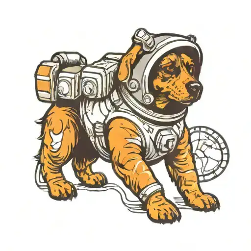 astronaut dog black and grey tattoo tattoo design idea