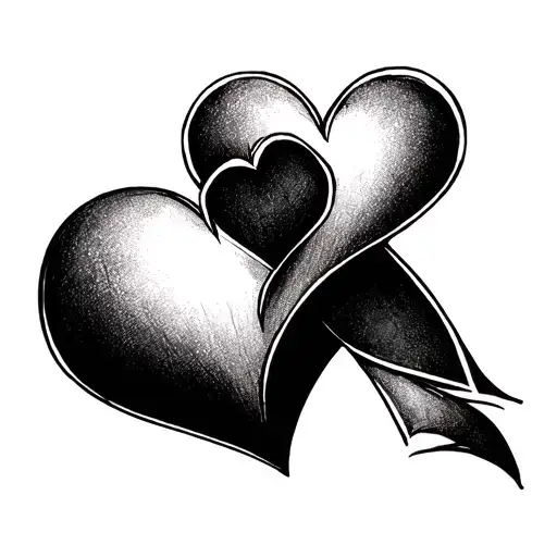 M and K and W intertwined hearts tattoo design idea