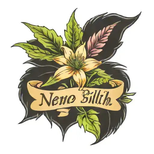 the words “wanna put ;t all behind me” with a wildflower behind it as a spine tattoo, inspired by billie eilish tattoo design idea