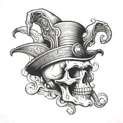 skull with jester's hat tattoo design idea