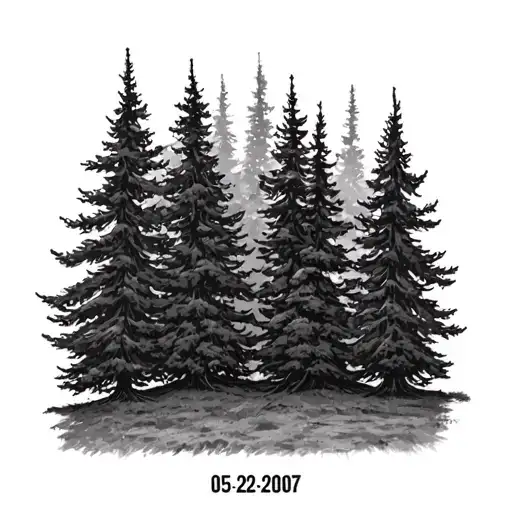 Roman Numerals 05-22-2007 w pine trees behind it tattoo design idea