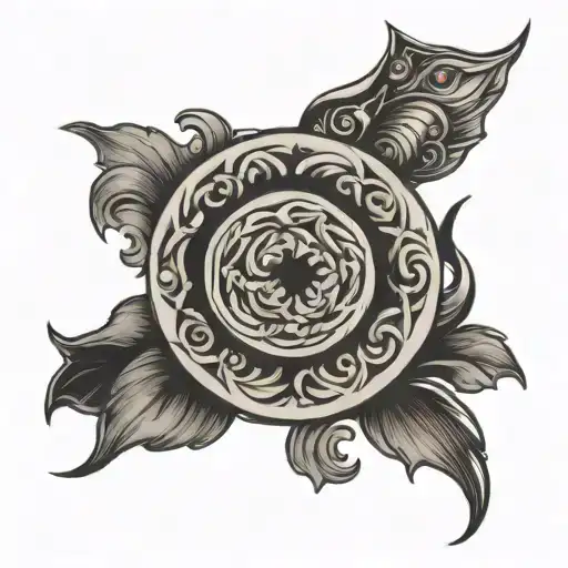 777 round profile holding  tattoo design idea