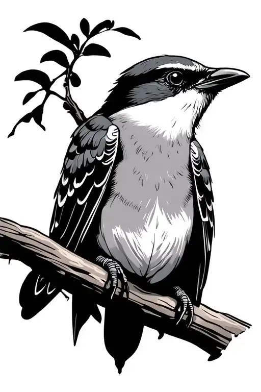 loggerhead shrike bird tattoo design idea