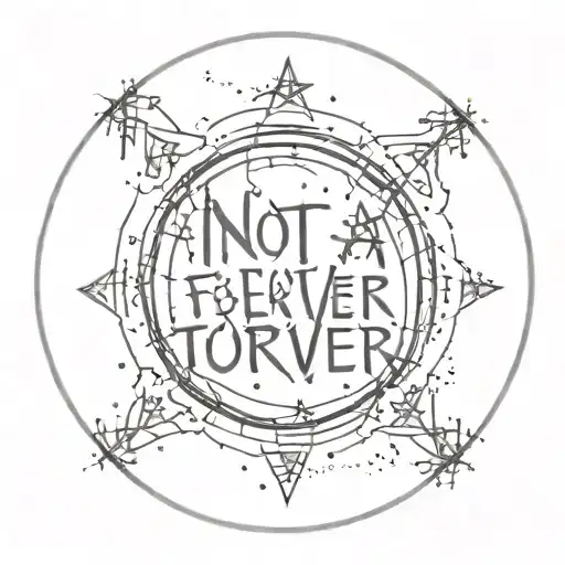 A circle made of stars, with the text "not a lot, just forever intertwined, sewn together" written in cursive inside it. tattoo design idea