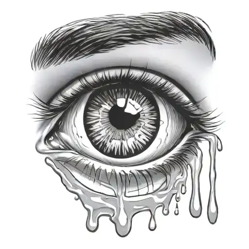 eye with water drop instead of pupil tattoo design idea