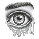 eye with water drop instead of pupil tattoo design idea
