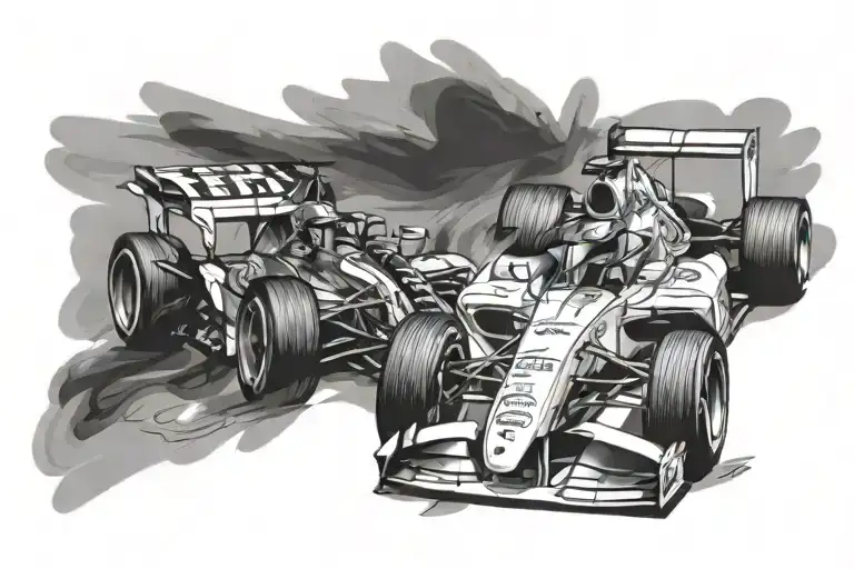 side view of f1 car tattoo design idea