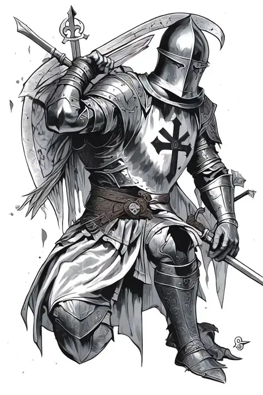 kneeling knights templar knight tattoo design idea
