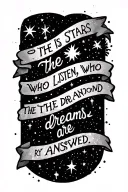 simple ACOTAR theme with Velaris outline SMALL THE quote is To the stars who listen, and the dreams that are answered tattoo design idea