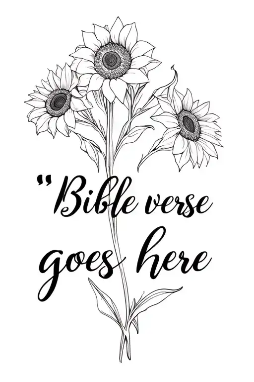 "Bible verse goes here " gladiolus and sunflowers emerging tattoo design idea