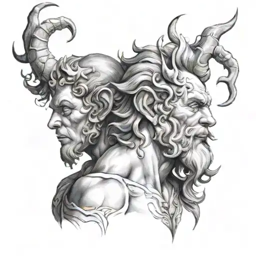 Satyrs tattoo design idea