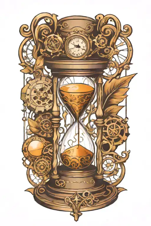 hourglass with steampunk clock surrounded tattoo design idea