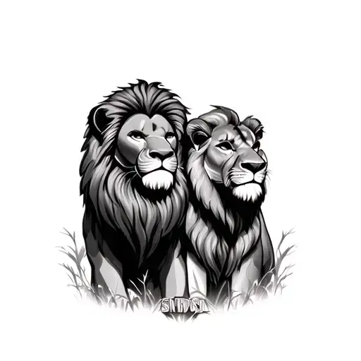 Mufasa and Simba from lion king symbolic for fatherhood tattoo design idea