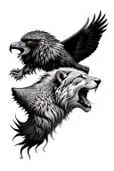 Hawk,Lion and Wolf howling tattoo design idea