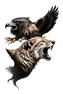 Hawk,Lion and Wolf howling tattoo design idea