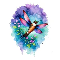 butterfly, dragonfly, hummingbird hovering tattoo design idea
