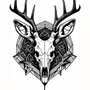 fish tail, deer skull antlers, gun,hook tattoo design idea