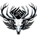 fish tail, deer skull antlers, gun,hook tattoo design idea