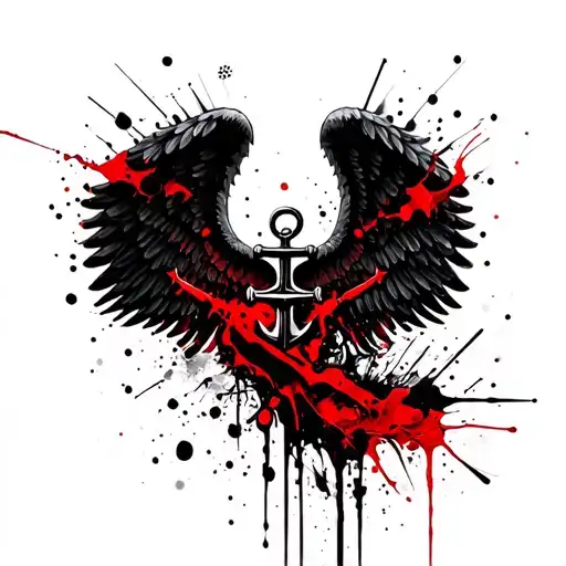 Anchor angel wings tattoo design idea