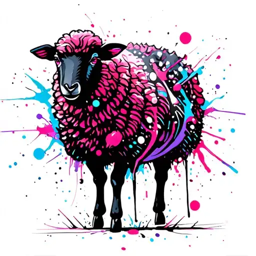 Black Sheep pink purple blue tattoo design idea