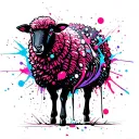 Black Sheep pink purple blue tattoo design idea