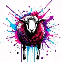Black Sheep pink purple blue tattoo design idea