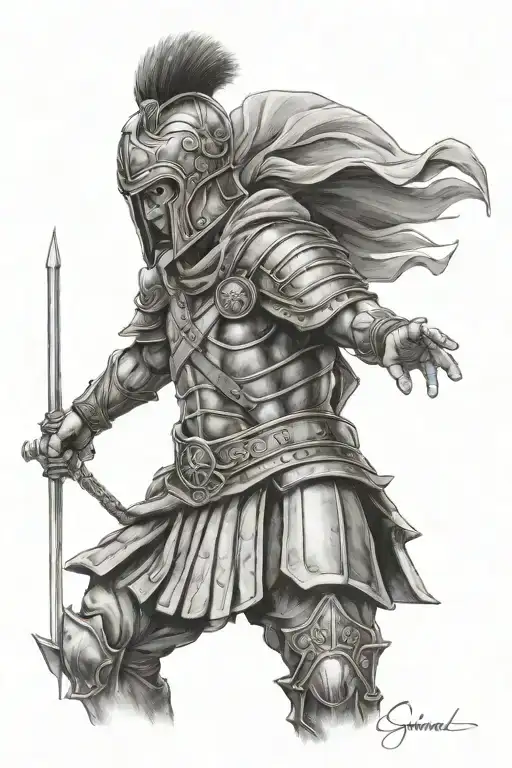 Roman centurion "sine qua non" tattoo design idea