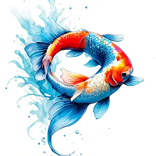 koi fish transforming tattoo design idea