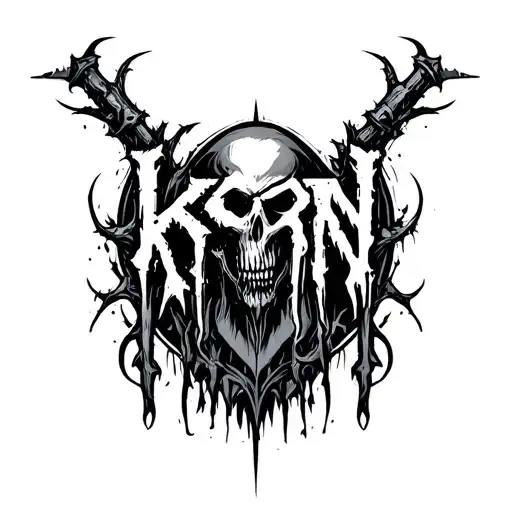 korn metal band logo darkart pattern tattoo design idea