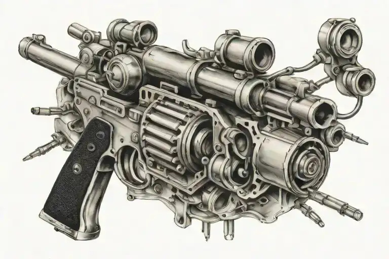 shoot gun barrels tattoo design idea