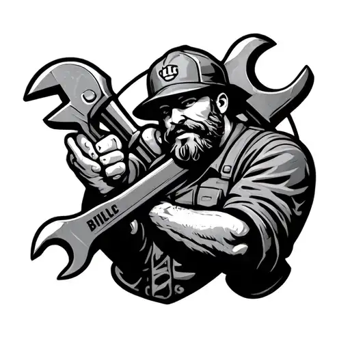 spud wrench memorial for bill iron worker holding tattoo design idea