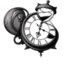 clock that swallows time with a hourglass tattoo design idea