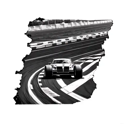 A fragment of a race track – instead of a full image of a race car, a representation of just a bend in the track with in tattoo design idea