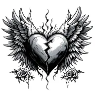 broken heart with wings tattoo design idea