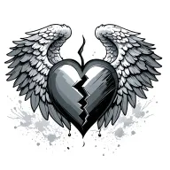 broken heart with wings tattoo design idea