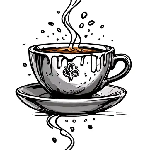 coffee cup and beer bottle touching tattoo design idea