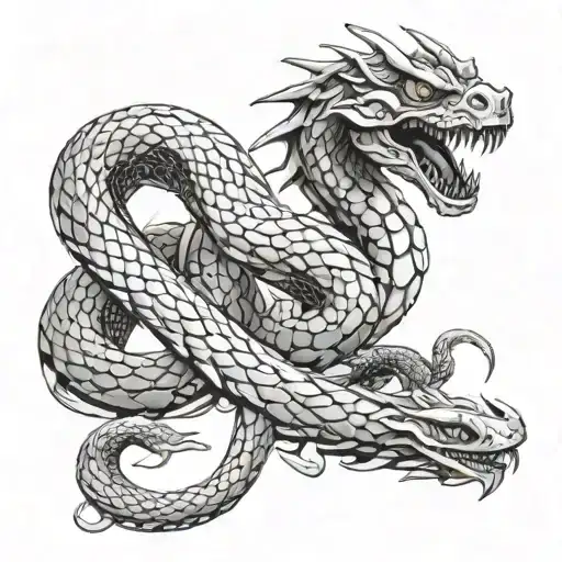 robotic snake with blue eyes white dragon tattoo design idea