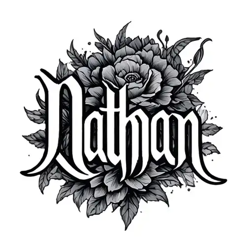 "Nathan" the name Nathan written in elegant script tattoo design idea