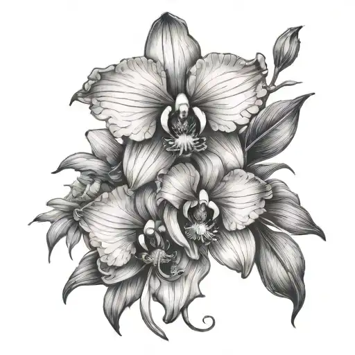 orchid flowers , gladiolus flower , sunflower tattoo design idea