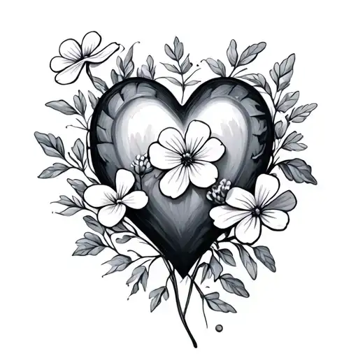 forgetmenot in shape of heart tattoo design idea