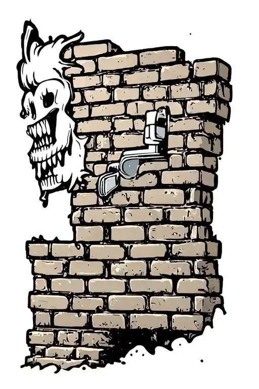 brick wall tattoo design idea
