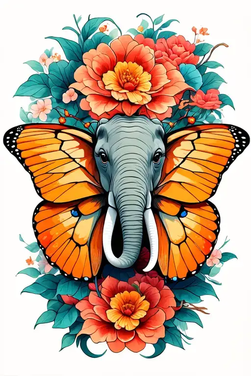 elephant butterfly tattoo tattoo design idea