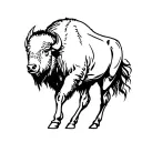 single line bison running side profile outline tattoo design idea