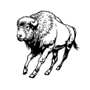 single line bison running side profile outline tattoo design idea