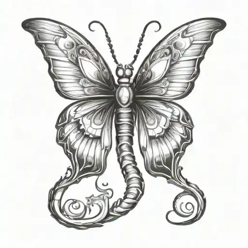 butterfly virgo scorpion tattoo design idea