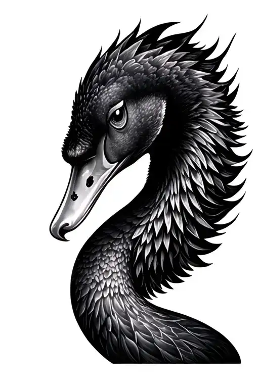 manly dark inspired Black Swan Face tattoo design idea