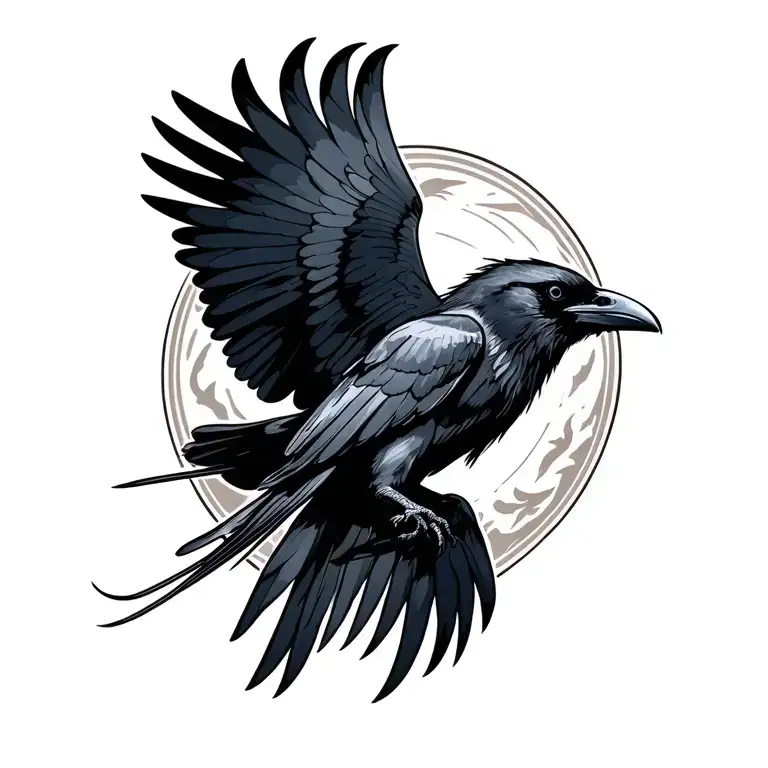 raven flying tattoo design idea