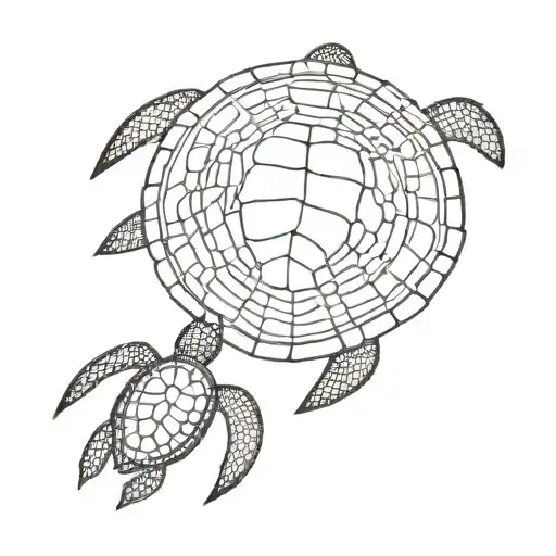 Vitruvian Man on back of sea turtle shell tattoo design idea