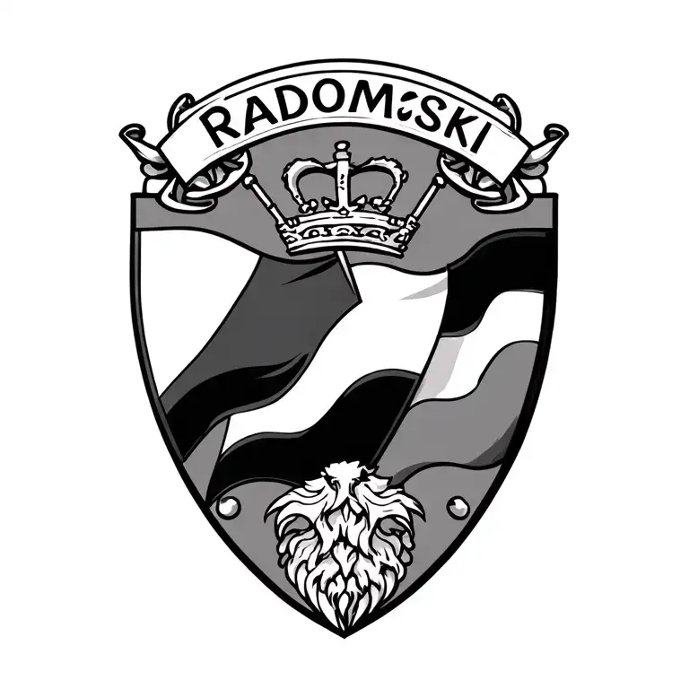 Radomski crest with name and polish flag tattoo design idea