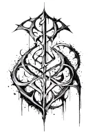 Raw Blackwork Cyber Sigils Gothic Lettering Anatomical Brush Strokes Bold High Contrast Full-Body Horror tattoo design idea